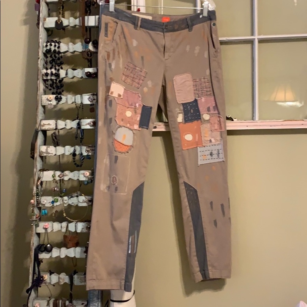 Adorable patchwork trousers from Anthropologie
